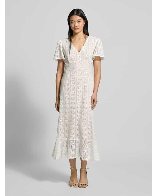 Apricot White Midikleid aus Häkelspitze
