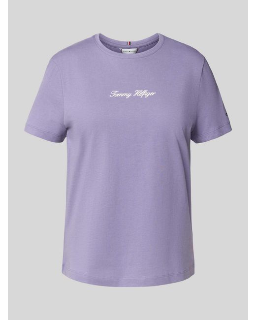 Tommy Hilfiger Regular Fit T-Shirt Van Puur Katoen in het Purple