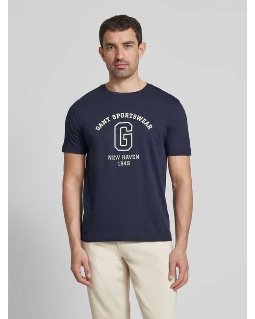 Gant T-Shirt mit Label-Print in Blue für Herren