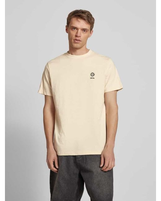Blend T-Shirt mit Motiv- und Statement-Stitching Modell 'JANUS' in Natural für Herren