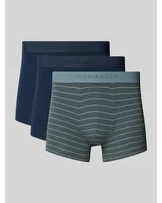 Schiesser Boxershort Met Elastische Logoband in het Blue voor heren