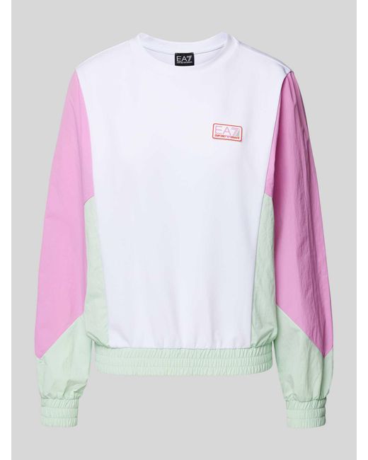 EA7 Sweatshirt Met Labelbadge in het Pink