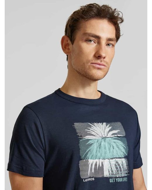 Lerros T-Shirt mit Motiv-Print in Blue für Herren
