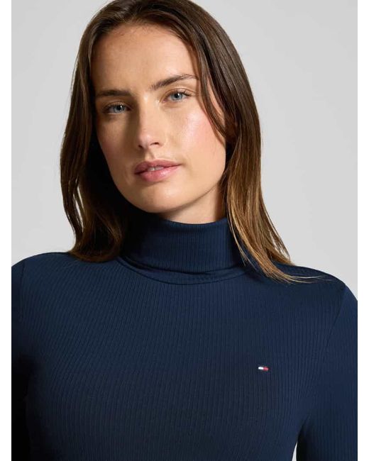 Tommy Hilfiger Blue Slim Fit Langarmshirt aus Viskose-Mix