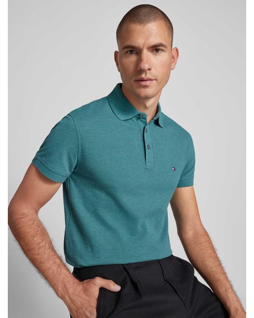 Tommy Hilfiger Slim Fit Poloshirt Met Labelstitching in het Green voor heren