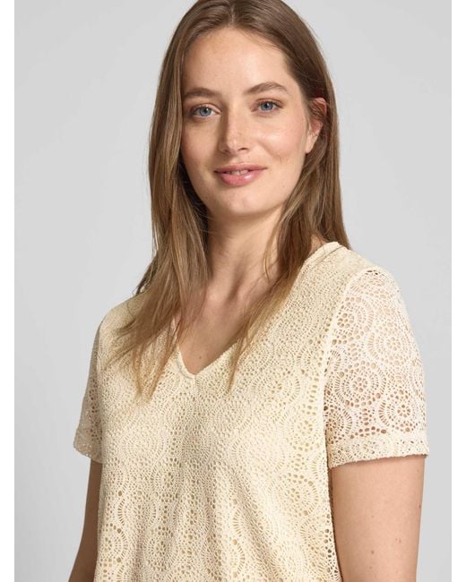 Vero Moda Regular Fit T-shirt Met Etskanteffect Model 'maya' in het Natural