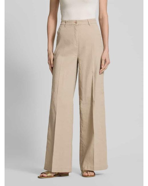 Cambio Natural Wide Leg Leinenhose mit Eingrifftaschen Modell 'ADRIENNE'