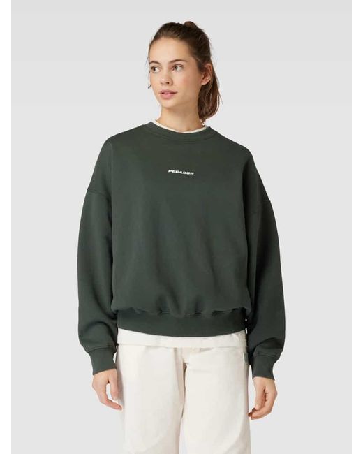 PEGADOR Green Oversized Sweatshirt mit Label-Print Modell 'AELVA'