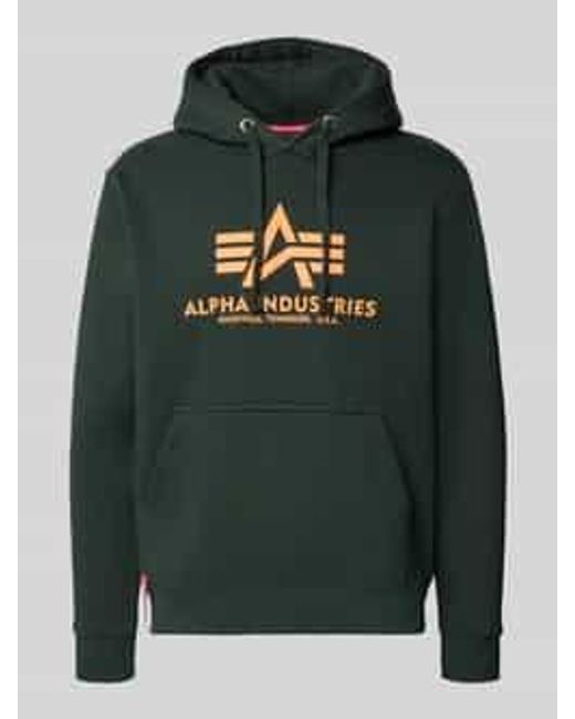 Alpha Industries Hoodie Met Labelprint in het Green voor heren
