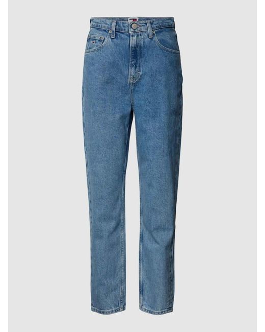 Tommy Hilfiger Blue Ultra High Tapered Mom Fit Jeans mit Label-Stitching