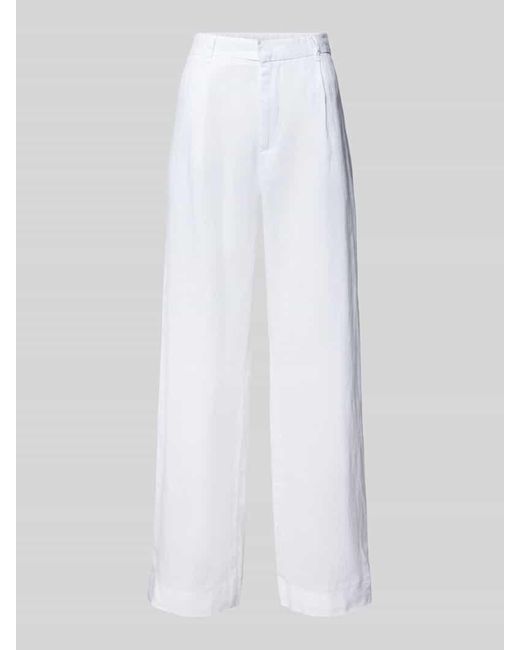 Gina Tricot White Regular Fit Leinenhose mit Bundfalten Modell 'DENISE'