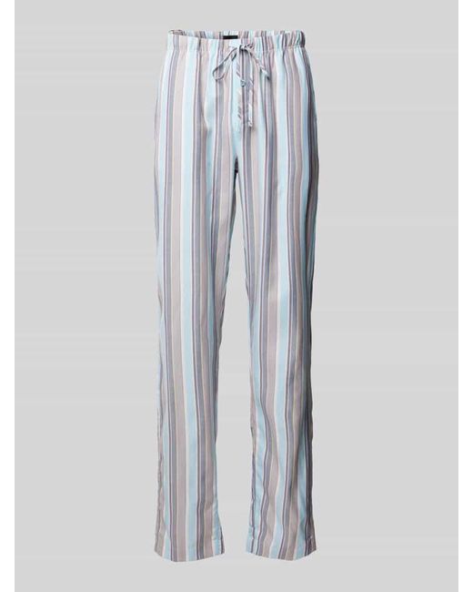 Hanro Pyjama-Hose Mit Streifenmuster Modell 'Night & Day' in White für Herren