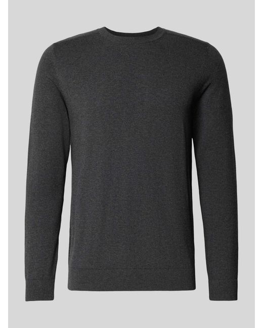 SELECTED Regular Fit Gebreide Pullover Van Puur Katoen, Model 'Berg' in het Black voor heren