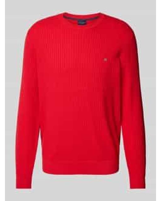 Christian Berg Men Regular Fit Gebreide Pullover Met Structuurmotief in het Red voor heren