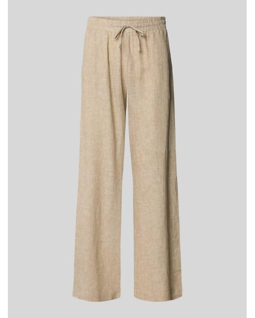 Freequent Wide Leg Broek Van Linnenmix Met Elastische Band Model 'Lava' in het Natural