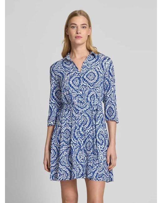 Apricot Blue Hemdblusenkleid aus Viskose mit Bindegürtel