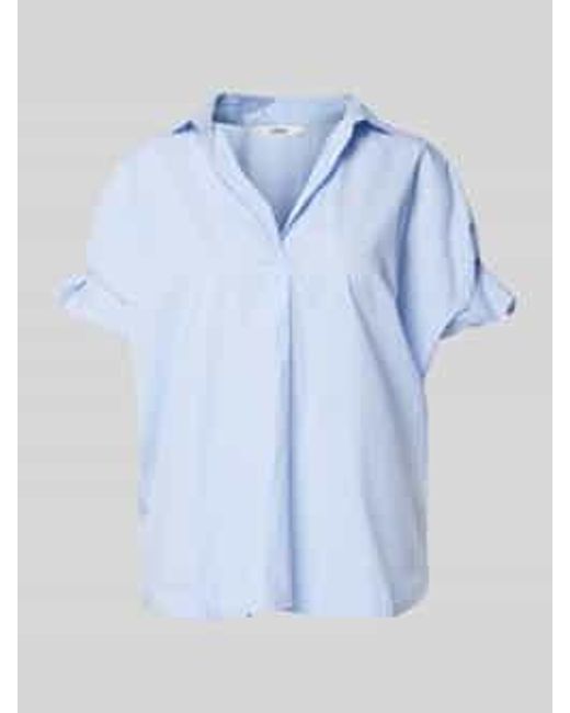 0039 Italy Relaxed Fit Blouseshirt Met Ruches in het Blue