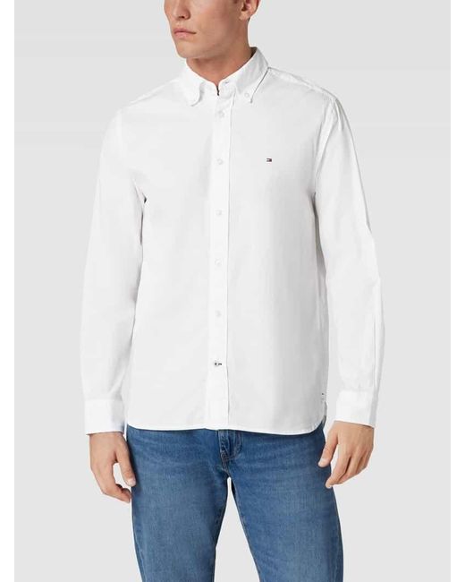 Tommy Hilfiger Freizeithemd mit Logo-Stitching Modell 'CORE FLEX POPLIN' in White für Herren