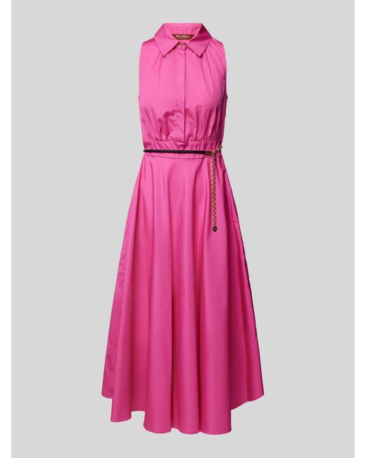 Max Mara Studio Midi-jurk Met Platte Kraag in het Pink