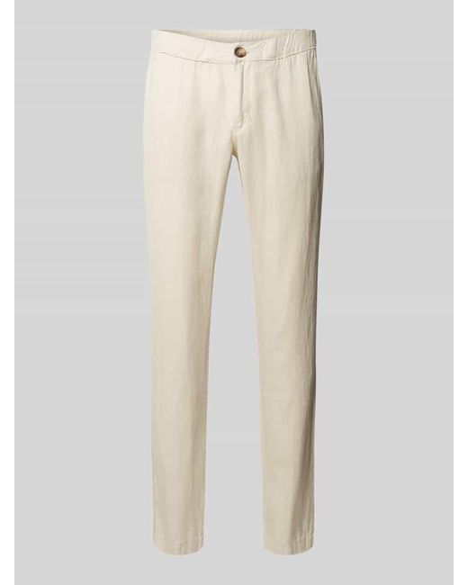 Mazine Regular Fit Leinenhose Mit Elastischem Bund in Natural für Herren