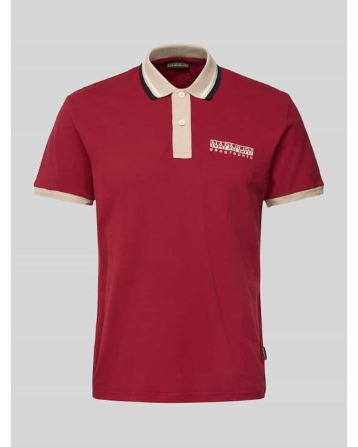 Napapijri Regular Fit Poloshirt mit Label-Stitching Modell 'E-MURLO' in Red für Herren