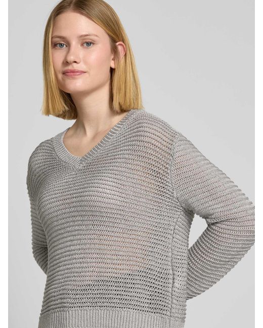MORE&MORE Gebreide Pullover Met Ribboorden in het Gray