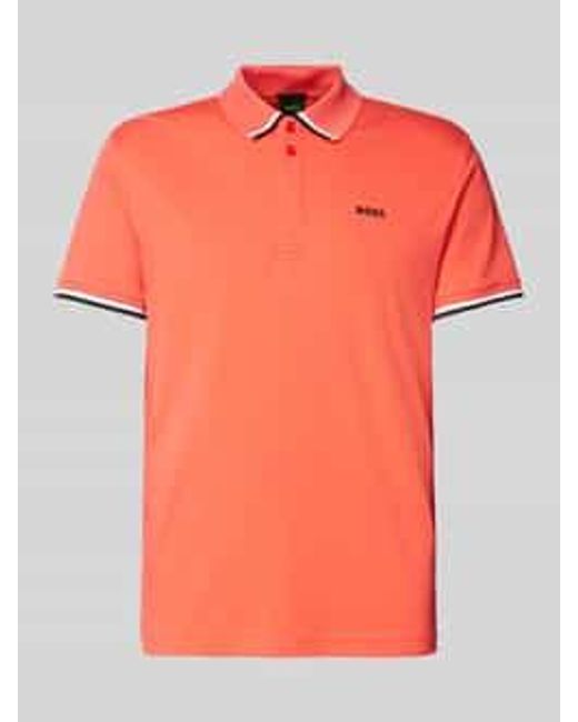 Boss Regular Fit Poloshirt Met Labelprint in het Orange voor heren