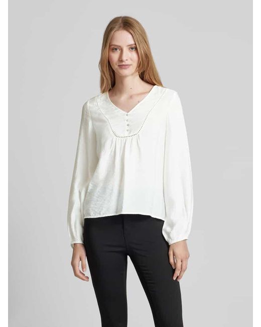 Vero Moda White Bluse mit kurzer Knopfleiste Modell 'MIRA'