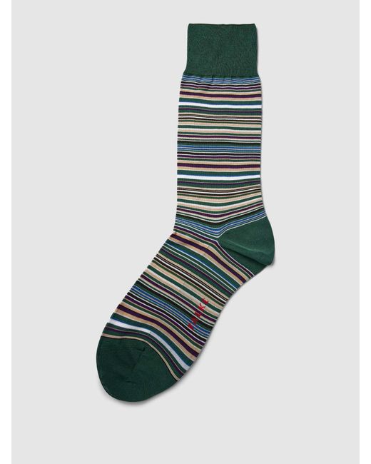 Falke Sokken Met Streepmotief, Model 'Microblock Sock' in het Green voor heren