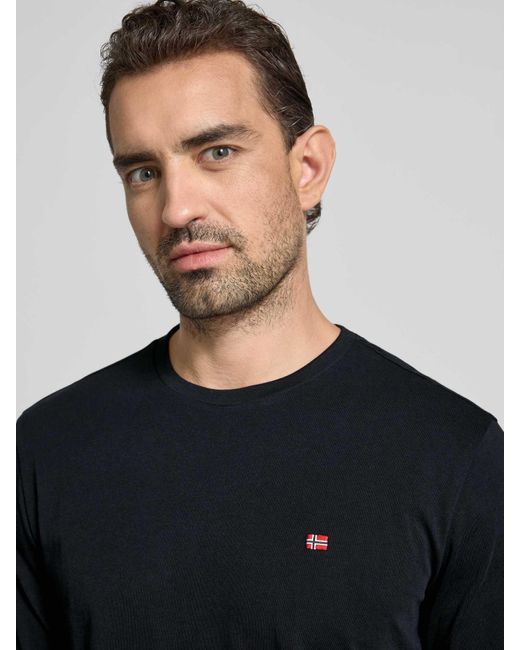 Napapijri Shirt Met Lange Mouwen En Logostitching, Model 'Salis' in het Blue voor heren