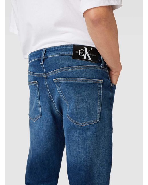 Calvin Klein Slim Fit Jeans mit Label-Details in Blue für Herren