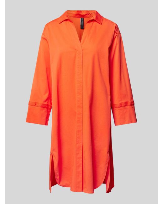 Marc Cain Orange Knielanges Kleid mit Umlegekragen
