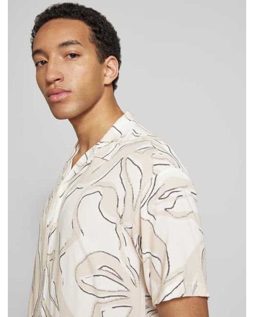 Jack & Jones Regular Fit Freizeithemd mit Resortkragen Modell 'LUKE' in Natural für Herren