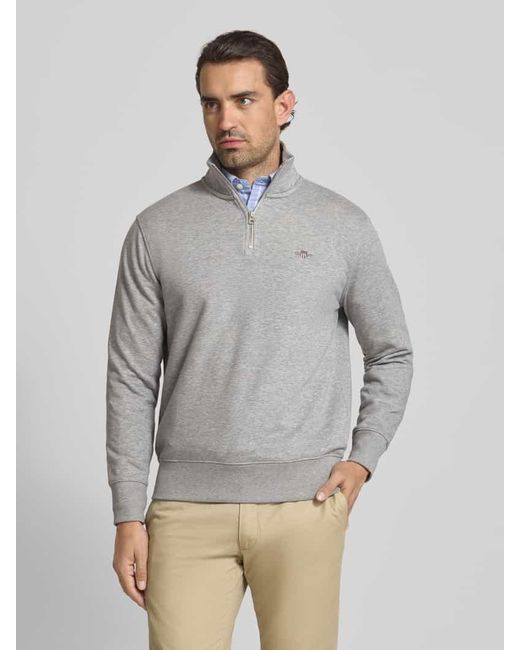 Gant Regular Fit Sweatshirt mit Troyer-Kragen in Gray für Herren