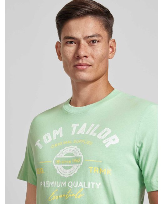 Tom Tailor T-shirt Met Labelprint in het Green voor heren