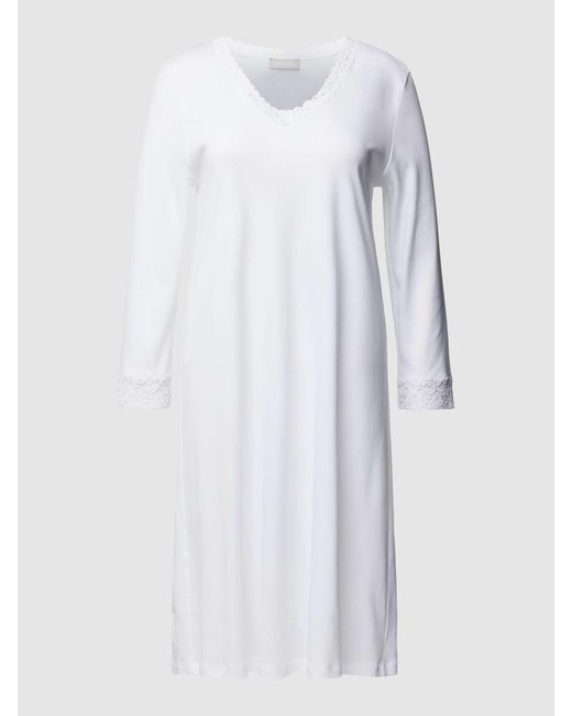 Hanro Nachthemd Met Kantgarnering in het White