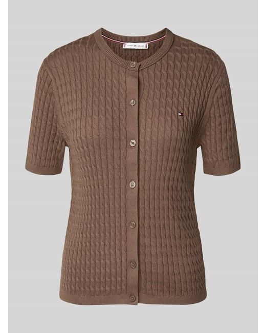 Tommy Hilfiger Brown Regular Fit Strickjacke aus reiner Baumwolle