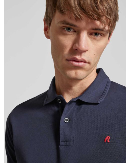 Replay Regular Fit Poloshirt Met Logostitching in het Blue voor heren