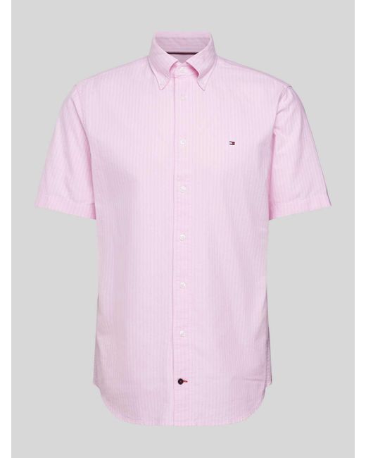 Tommy Hilfiger Regular Fit Zakelijk Overhemd Met Streepmotief in het Pink voor heren