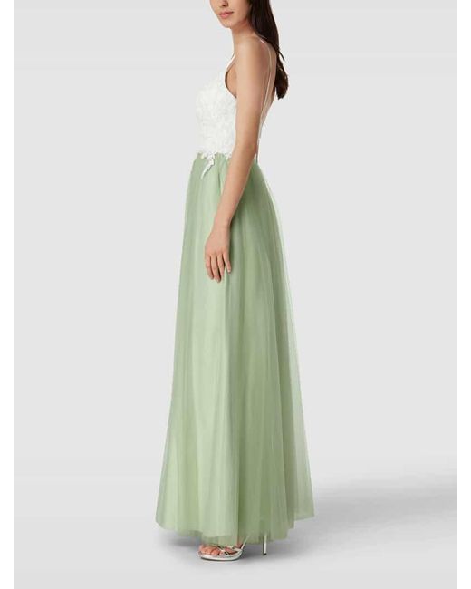 Luxuar Green Abendkleid mit Kontrastbesatz
