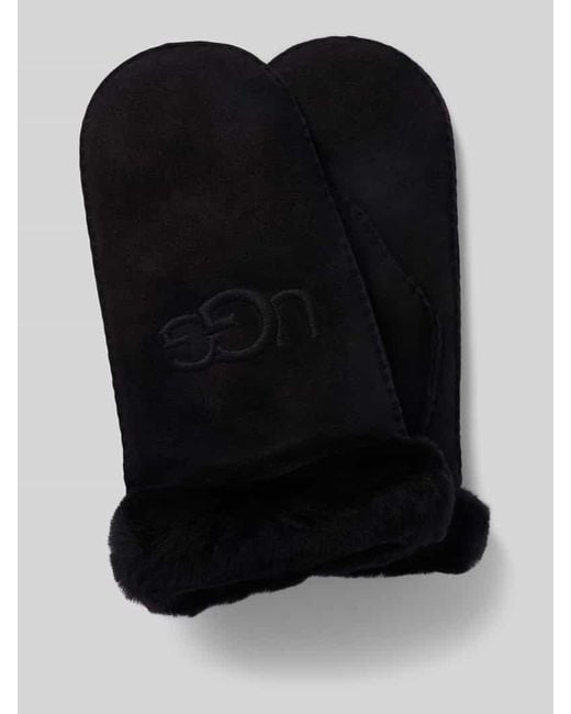 Ugg Black Handschuhe aus Lammleder mit Label-Stitching