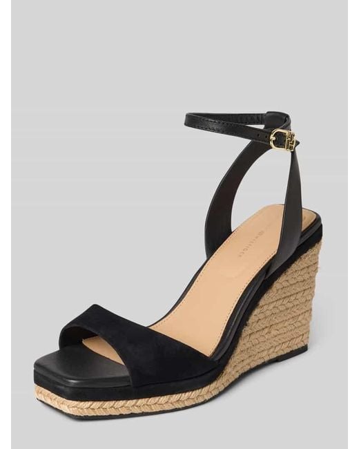 Tommy Hilfiger Black Keilsandalette aus Leder