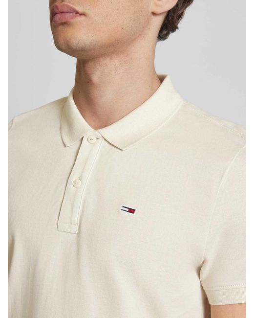 Tommy Hilfiger Slim Fit Poloshirt mit Logo-Stitching in Natural für Herren