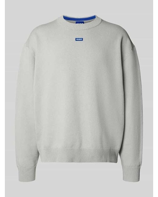 HUGO Regular Fit Strickpullover aus Baumwoll-Mix Modell 'SAN CASEY' in Gray für Herren