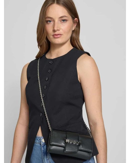 HUGO Gray Clutch mit Label-Applikation aus Metall Modell 'MEL 2.0'