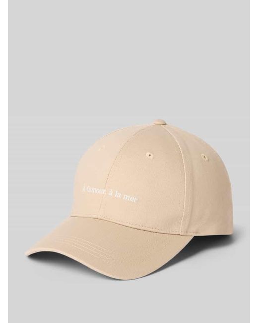 Stefanel Natural Basecap aus Baumwolle mit Stitching