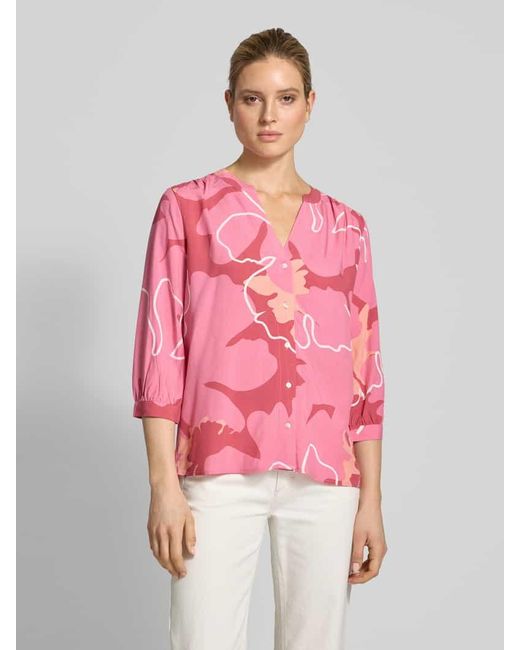 Tom Tailor Pink Loose Fit Kurzarmbluse aus reiner Viskose mit Allover-Muster