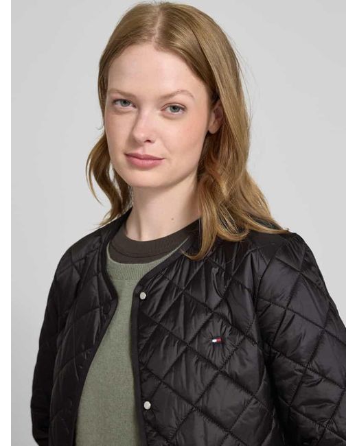 Tommy Hilfiger Black Regular Fit Steppjacke mit aufgesetzten Eingrifftaschen