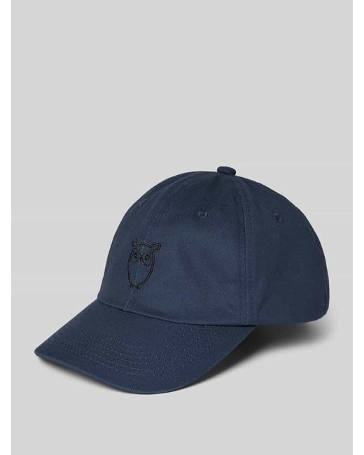 Knowledge Cotton Basecap mit Motiv-Stitching in Blue für Herren