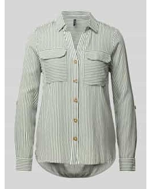 Vero Moda Overhemdblouse Met Opgestikte Paspelzakken Op De Borst, Model 'Bumpy' in het Gray